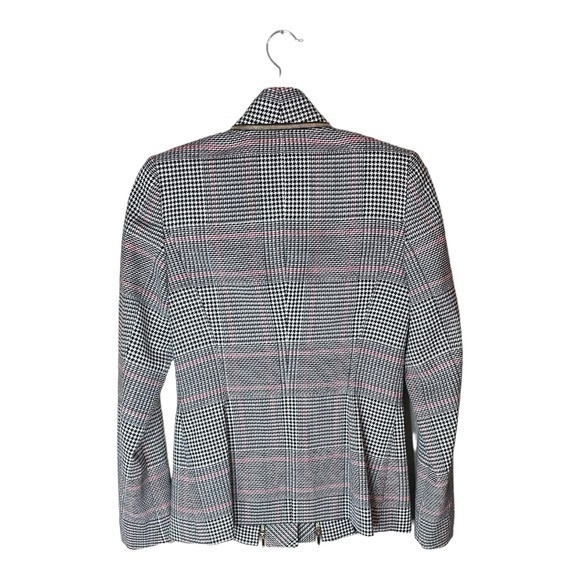 Escada‎ Houndstooth Black Red and White Blazer Jacket with Zipper Detail Size 34 - Picture 2 of 14